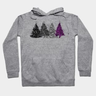 Row of Four Asexual Pride Flag Christmas Trees Vector Hoodie